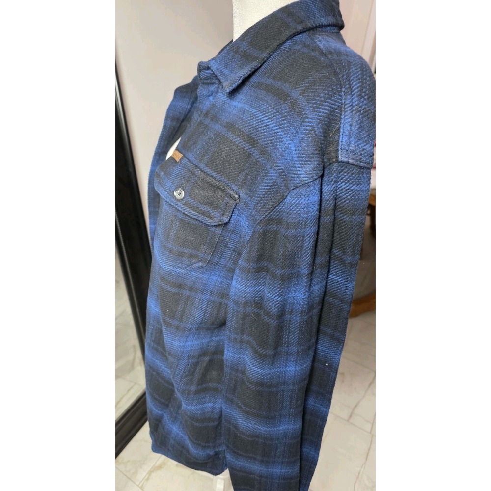 Orvis Classic Collection Blue Plaid Flannel Shirt Jacket Men's L Pockets - Picture 3 of 13
